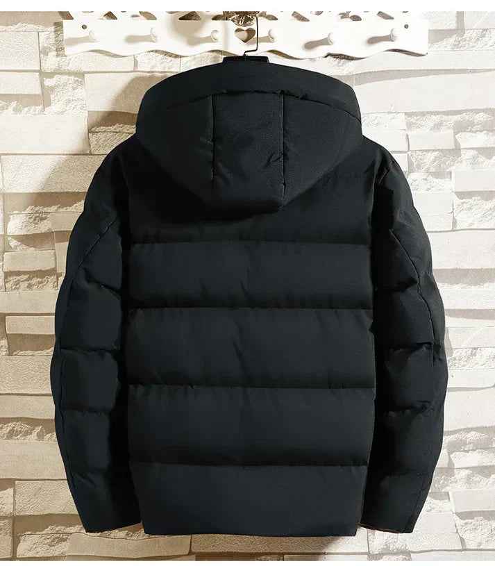 Henriksen | Lange gewatteerde windjack voor heren, warm, waterdicht, casual outdoorjas met capuchon