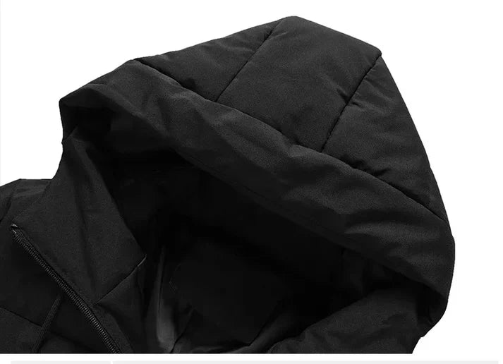 Henriksen | Lange gewatteerde windjack voor heren, warm, waterdicht, casual outdoorjas met capuchon