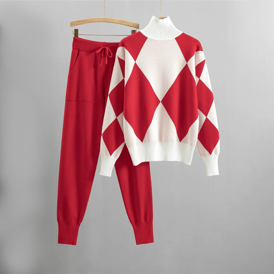 Liza | 2-delige set voor dames – gebreide trui en slim fit broek, casual loungewear en stijlvolle outfit