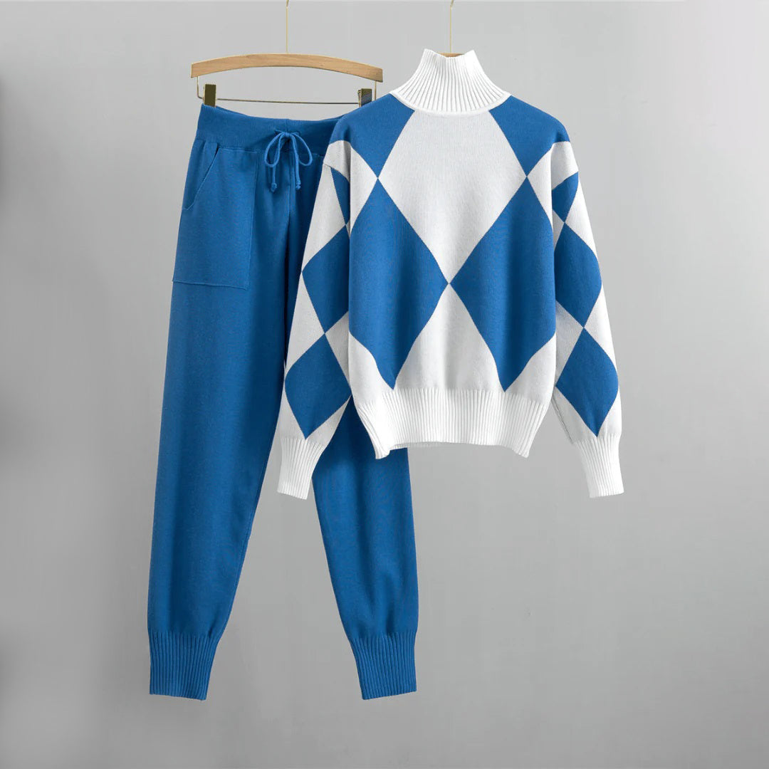 Liza | 2-delige set voor dames – gebreide trui en slim fit broek, casual loungewear en stijlvolle outfit