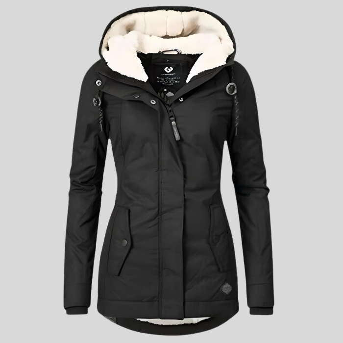 Hedvig | Waterdichte regenjas met fleecevoering, capuchon, verlengde achterkant en casual outdoor-stijl