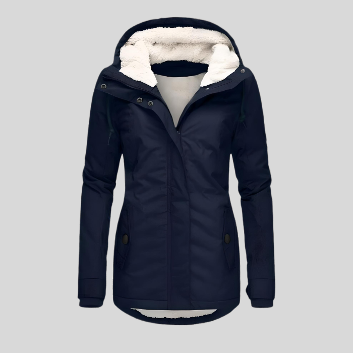 Hedvig | Waterdichte regenjas met fleecevoering, capuchon, verlengde achterkant en casual outdoor-stijl