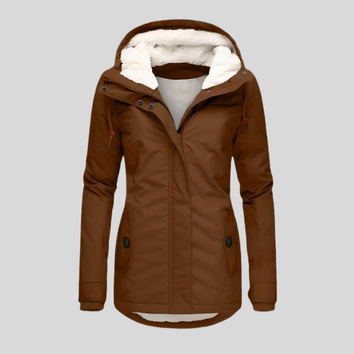 Hedvig | Waterdichte regenjas met fleecevoering, capuchon, verlengde achterkant en casual outdoor-stijl