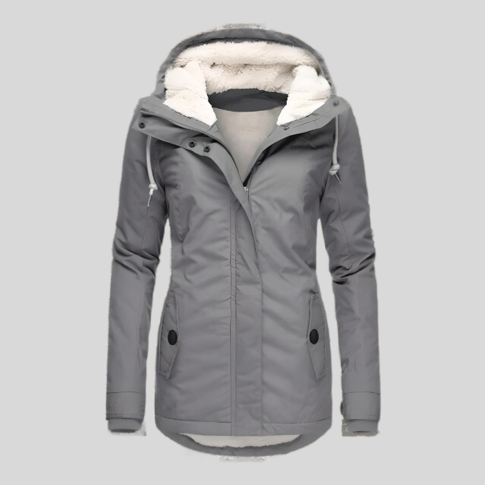 Hedvig | Waterdichte regenjas met fleecevoering, capuchon, verlengde achterkant en casual outdoor-stijl