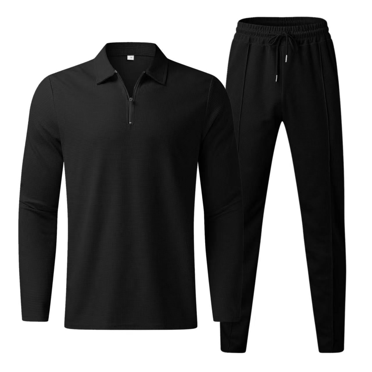 Gustafsson | Heren polo met lange mouwen en joggingbroek – Casual loungewear trainingspak