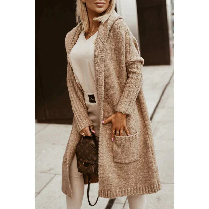 Qiyana | Dames Lange Gebreide Cardigan – Oversized Pasvorm, Zachte Warme Trui