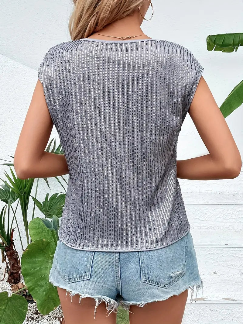 Ardita | Fonkelende mouwloze top met lovertjes - Elegante feestblouse