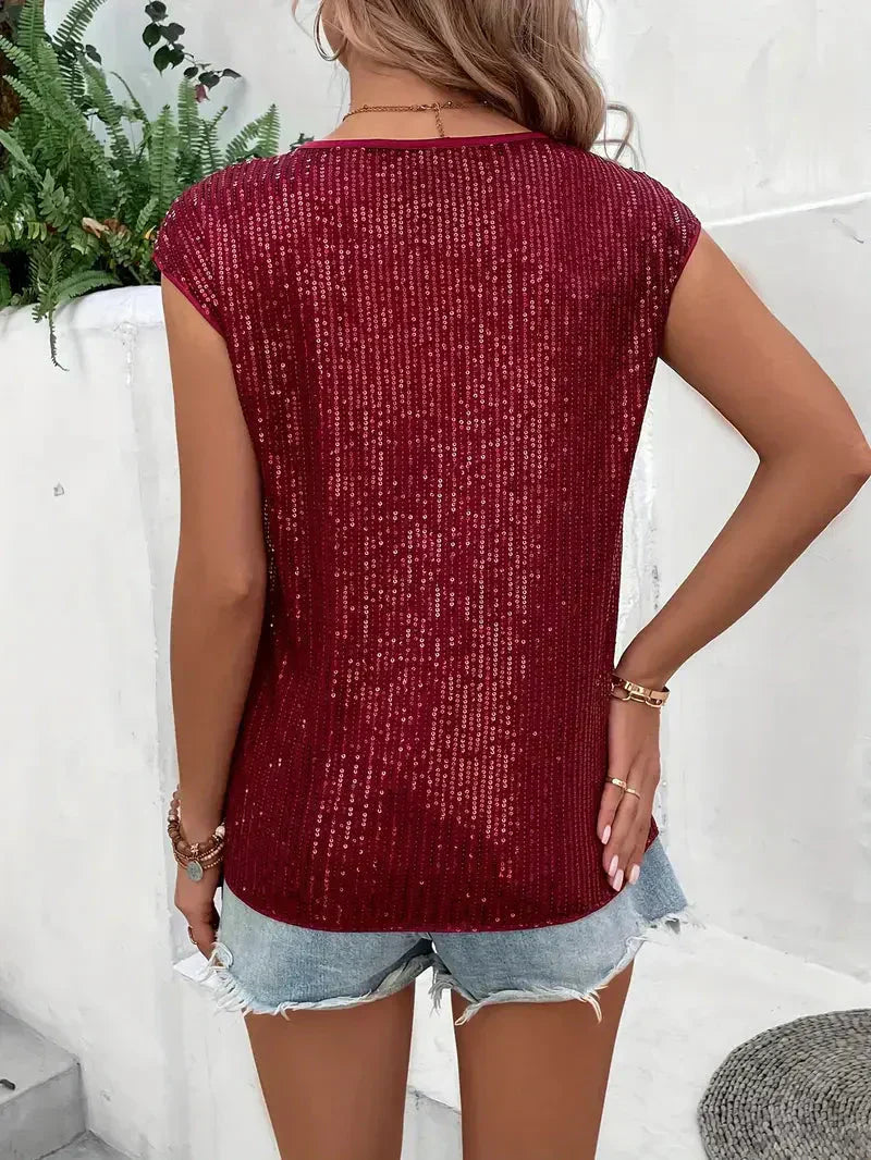 Ardita | Fonkelende mouwloze top met lovertjes - Elegante feestblouse