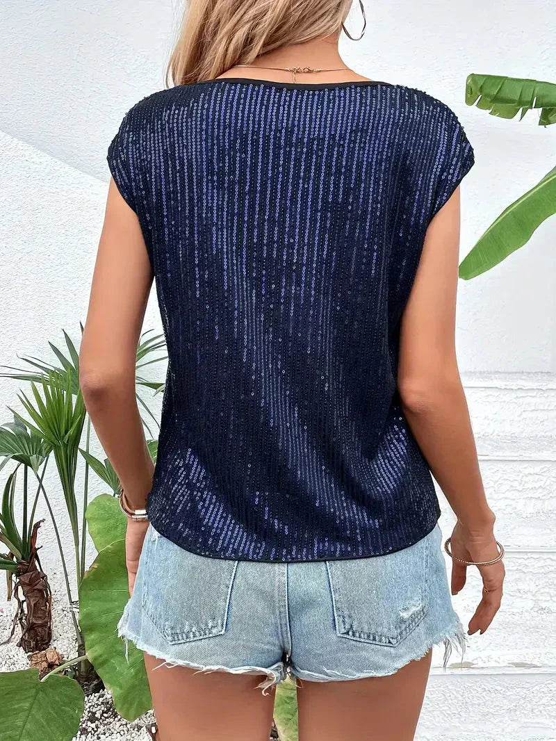 Ardita | Fonkelende mouwloze top met lovertjes - Elegante feestblouse