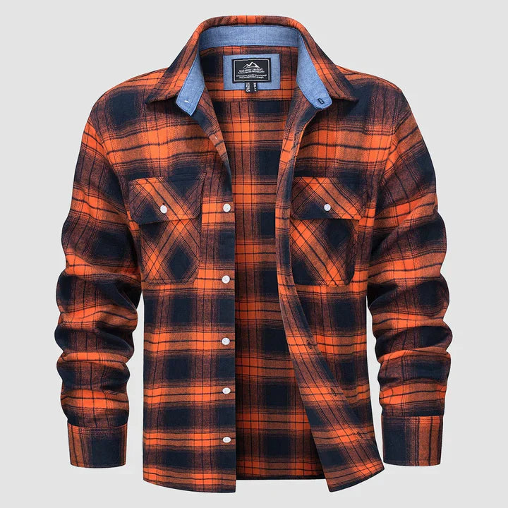 Aelric | Herenflanellen shirt – geruit shirt met lange mouwen, zacht en warm casual shirt voor herfst en winter