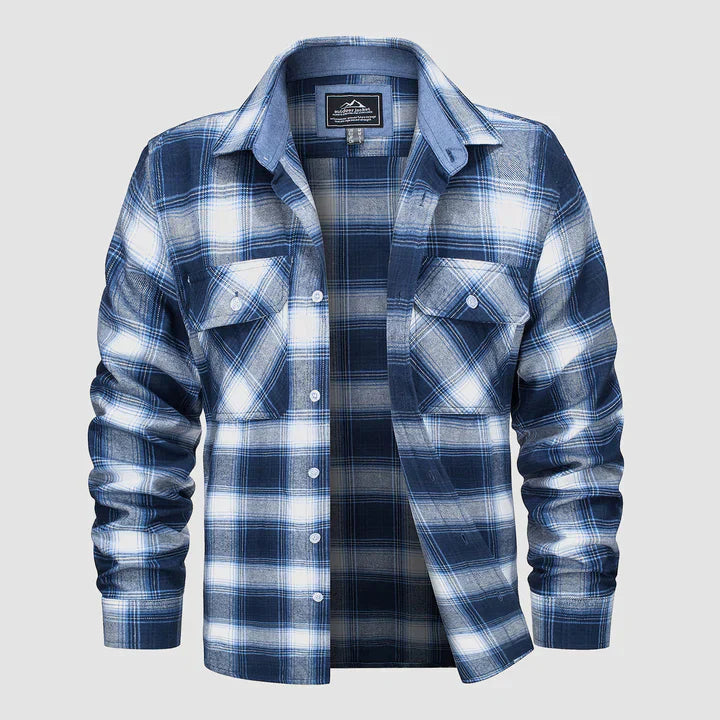 Aelric | Herenflanellen shirt – geruit shirt met lange mouwen, zacht en warm casual shirt voor herfst en winter