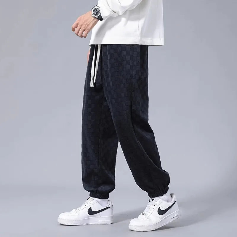 Zdenek | Corduroy joggingbroek voor heren – Ultrazachte relaxte pasvorm, geruit patroon