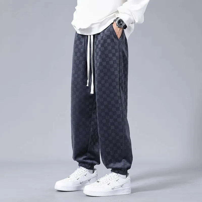 Zdenek | Corduroy joggingbroek voor heren – Ultrazachte relaxte pasvorm, geruit patroon