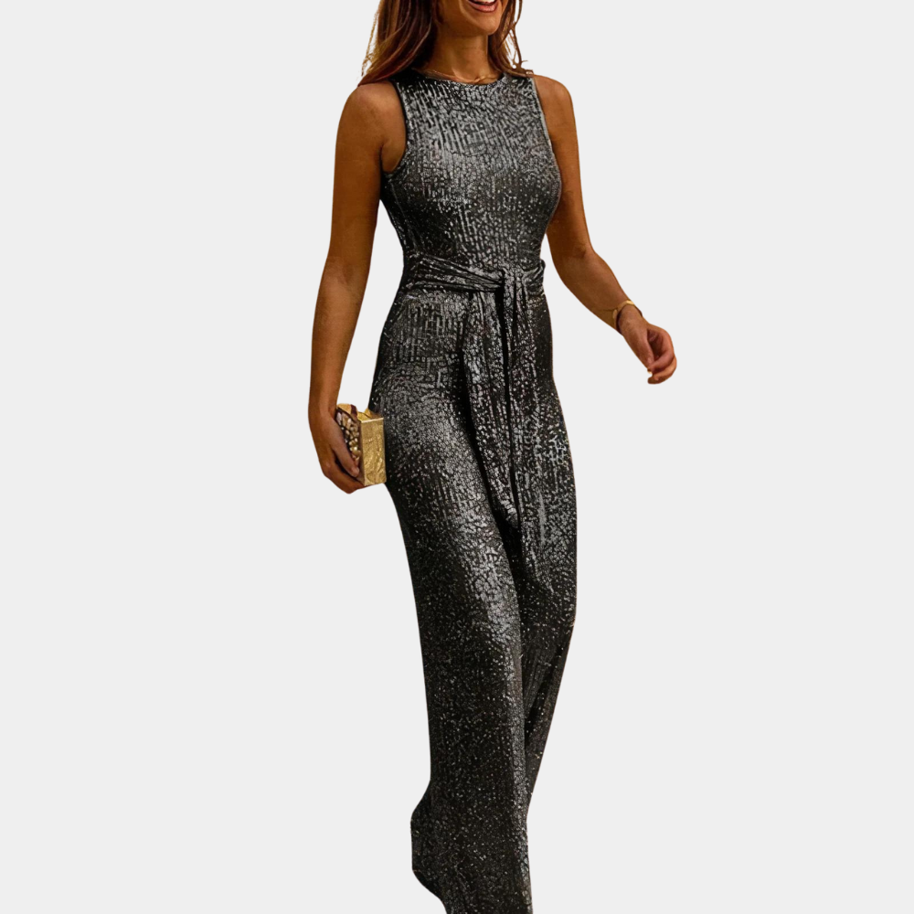 Oana | Damesjumpsuit zonder mouwen en glitter - Elegant feestkleding