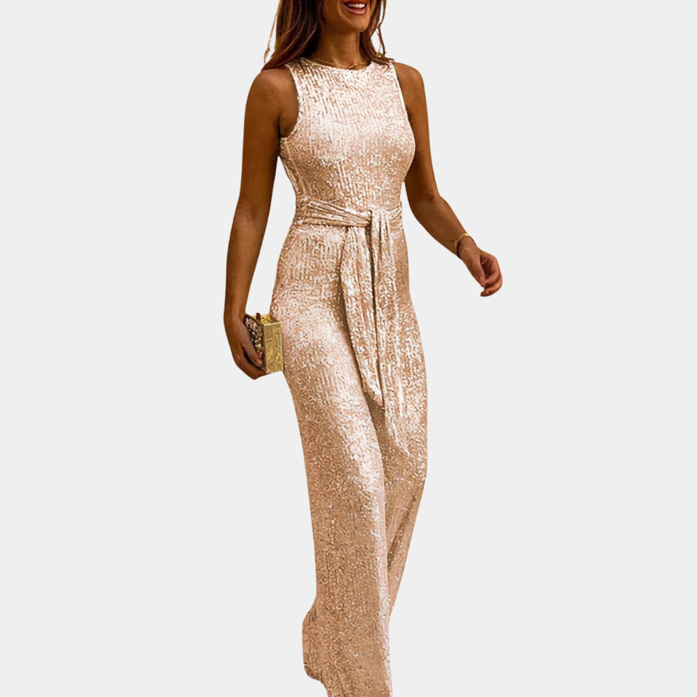 Oana | Damesjumpsuit zonder mouwen en glitter - Elegant feestkleding
