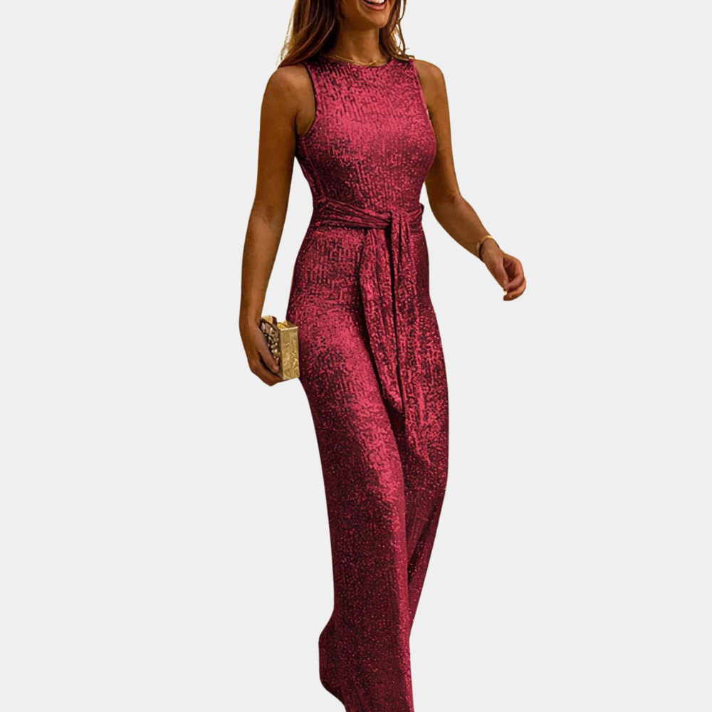 Oana | Damesjumpsuit zonder mouwen en glitter - Elegant feestkleding