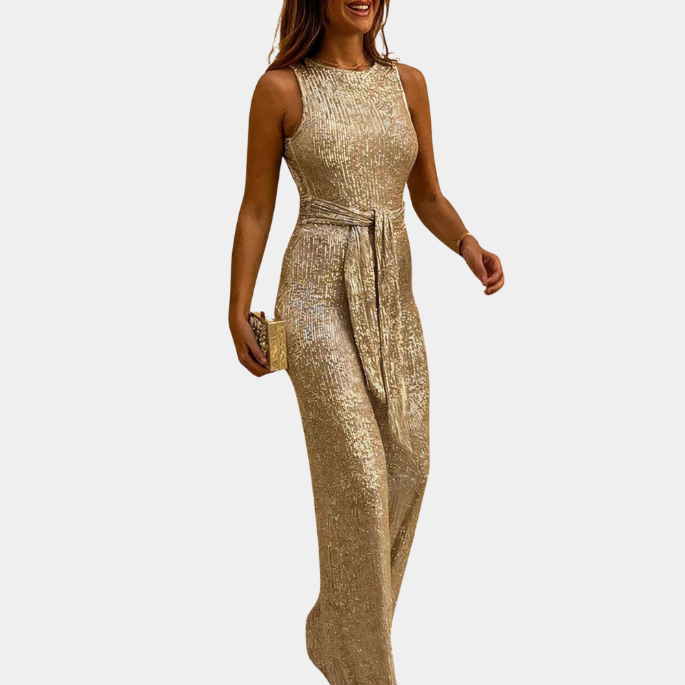 Oana | Damesjumpsuit zonder mouwen en glitter - Elegant feestkleding