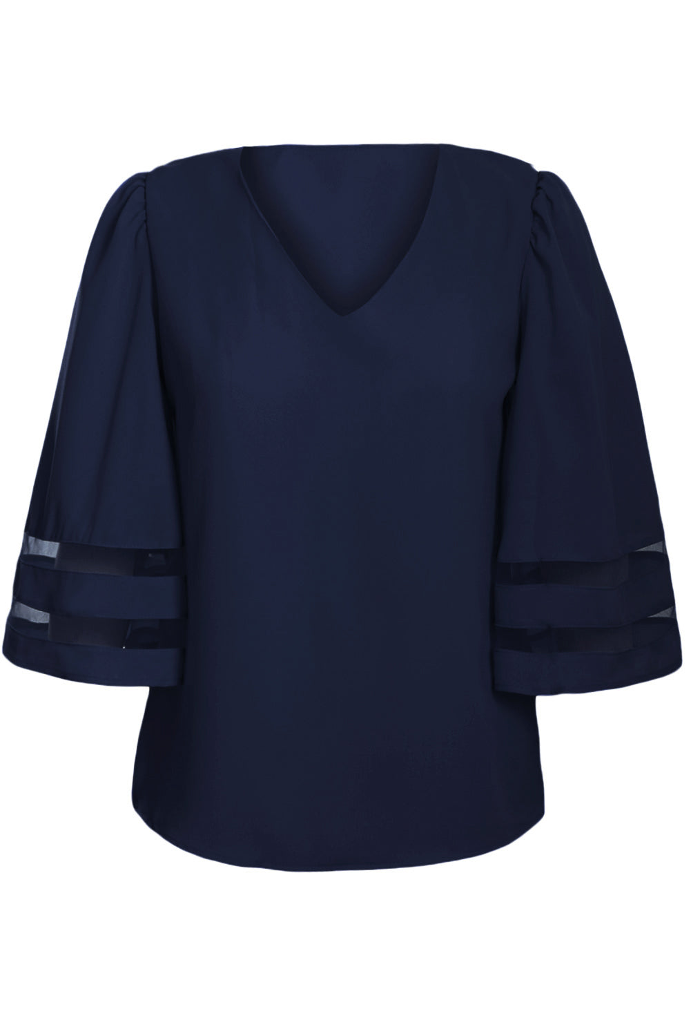 Aletheia | Flare Mouwen V-Hals Losse Vrouwen Chiffon Blouse - Elegante Casual Top