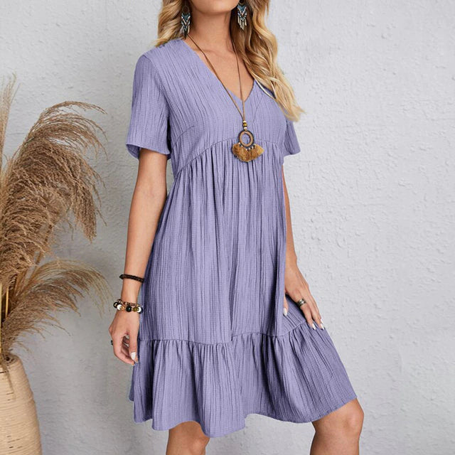 Solvane | Lichtgewicht zomerjurk – Luchtige jurk met korte mouwen voor een casual en elegante look