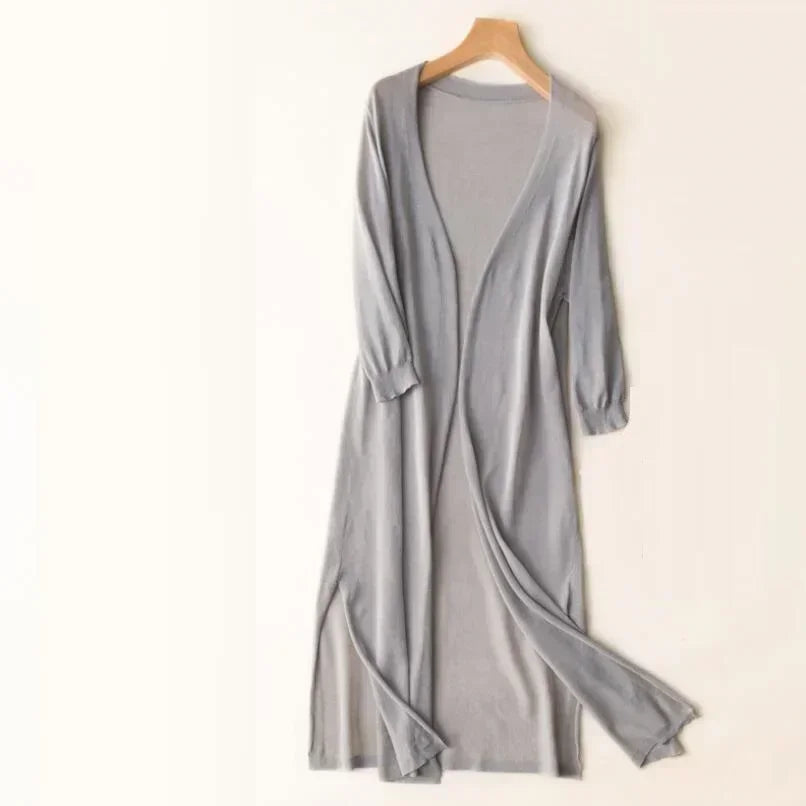 Renelle | Dames cardigan met lange pasvorm en open voorkant – Lichtgewicht gebreide trui, casual top om in laagjes te dragen