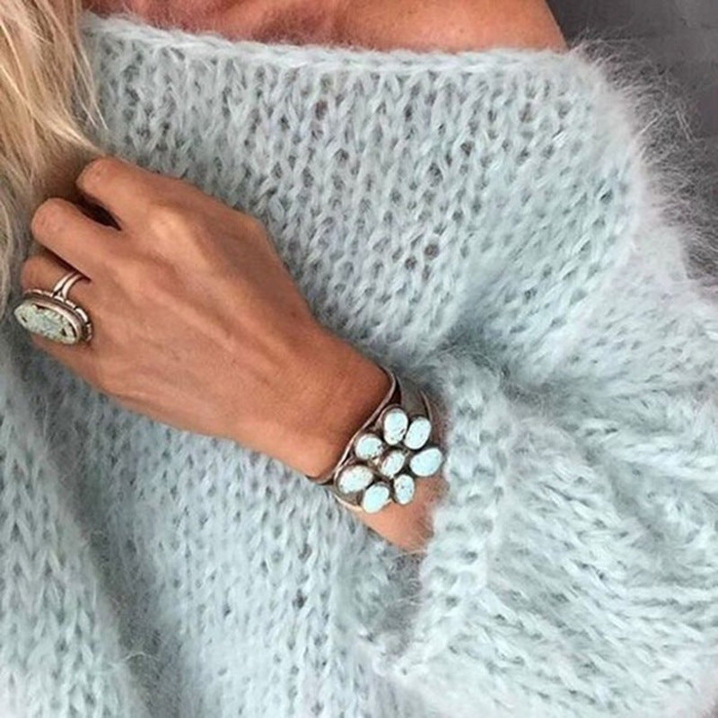 Orithia | Oversized Crochet Knit Sweater - Losjes, Zachte Pullover, Casual Herfst Top
