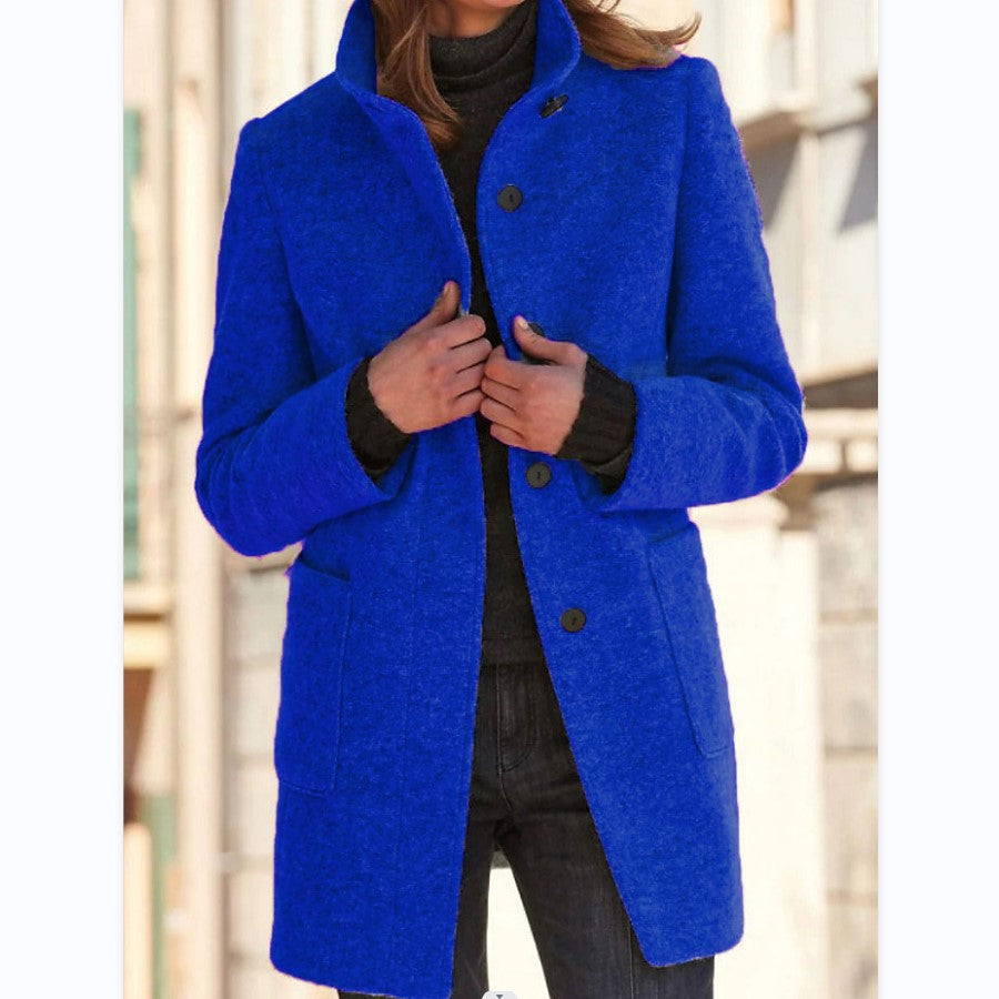 Orinda | Elegante lange damesjas met knoopsluiting - getailleerd, casual en chique bovenkleding