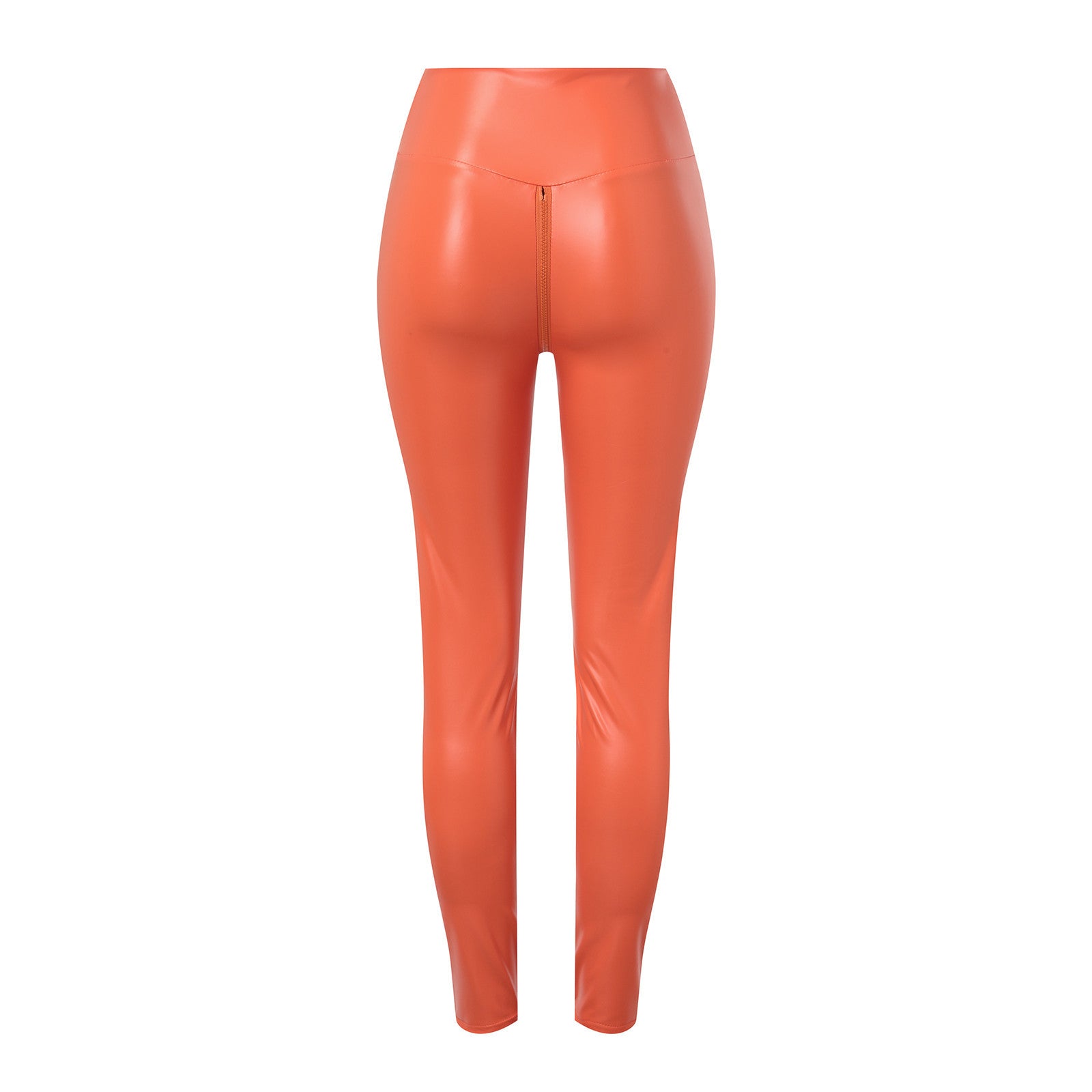 Kaerisse | Slim Fit damesbroek van imitatieleer - hoge taille, dikke rits, smalle pijpen, stretch comfort
