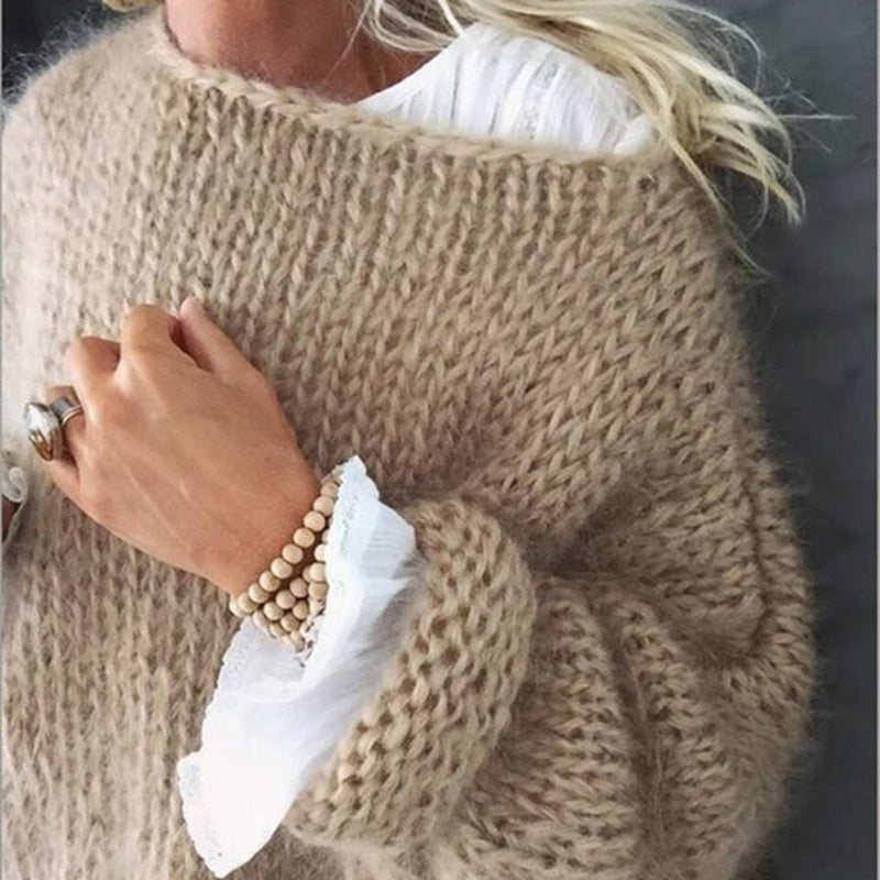 Orithia | Oversized Crochet Knit Sweater - Losjes, Zachte Pullover, Casual Herfst Top