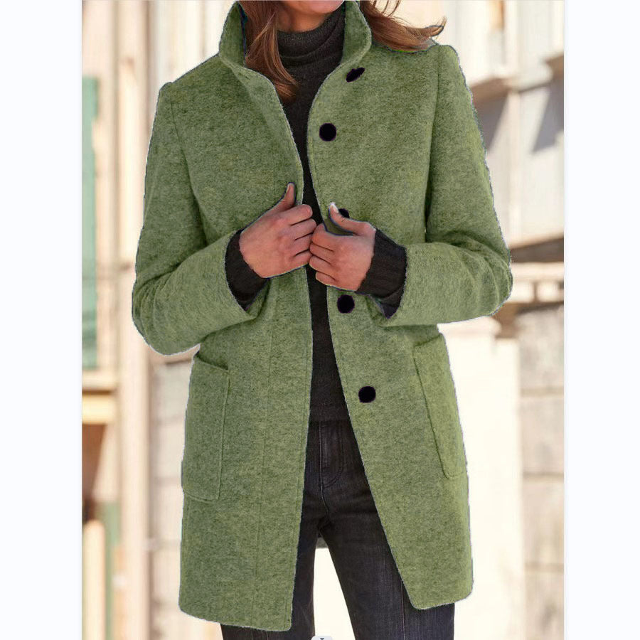 Orinda | Elegante lange damesjas met knoopsluiting - getailleerd, casual en chique bovenkleding