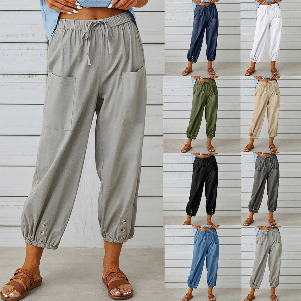 Aneliya | Damesbroek met hoge taille en losse wijde pijpen - rechte casual zomerbroek