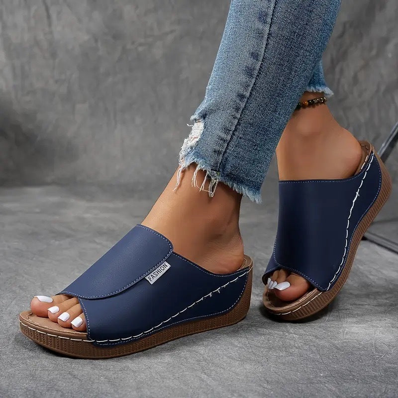 FemmeStep | Vrouwen Slip-On Wedge Sandalen - Open Teen, Comfortabele Platform Hakken voor Dagelijks Dragen