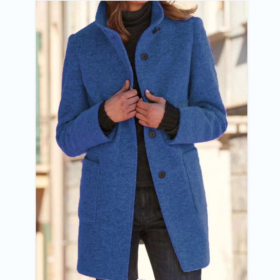 Orinda | Elegante lange damesjas met knoopsluiting - getailleerd, casual en chique bovenkleding