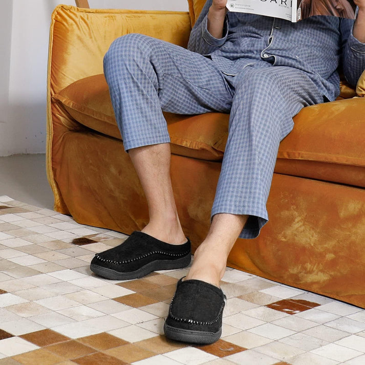 Comfrox | Warm gevoerde herenslippers, comfortabele binnenschoenen, gezellige herfst- en winterschoenen