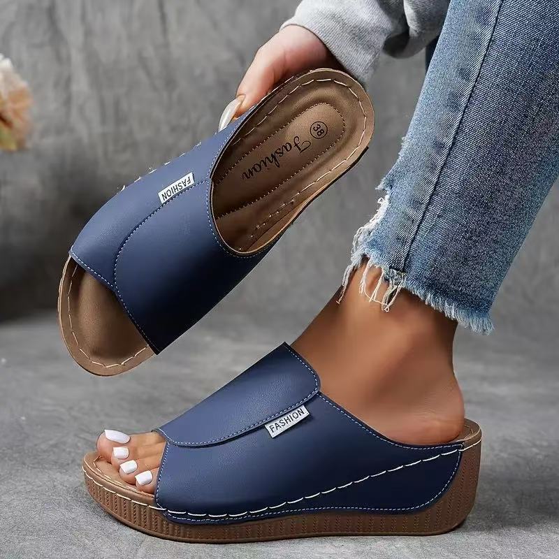 FemmeStep | Vrouwen Slip-On Wedge Sandalen - Open Teen, Comfortabele Platform Hakken voor Dagelijks Dragen