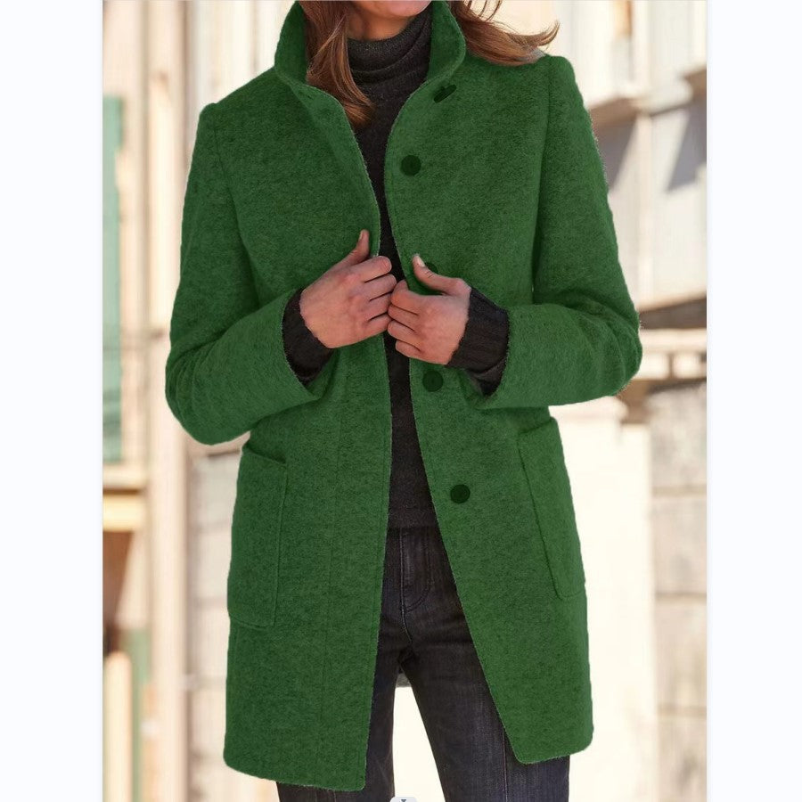 Orinda | Elegante lange damesjas met knoopsluiting - getailleerd, casual en chique bovenkleding