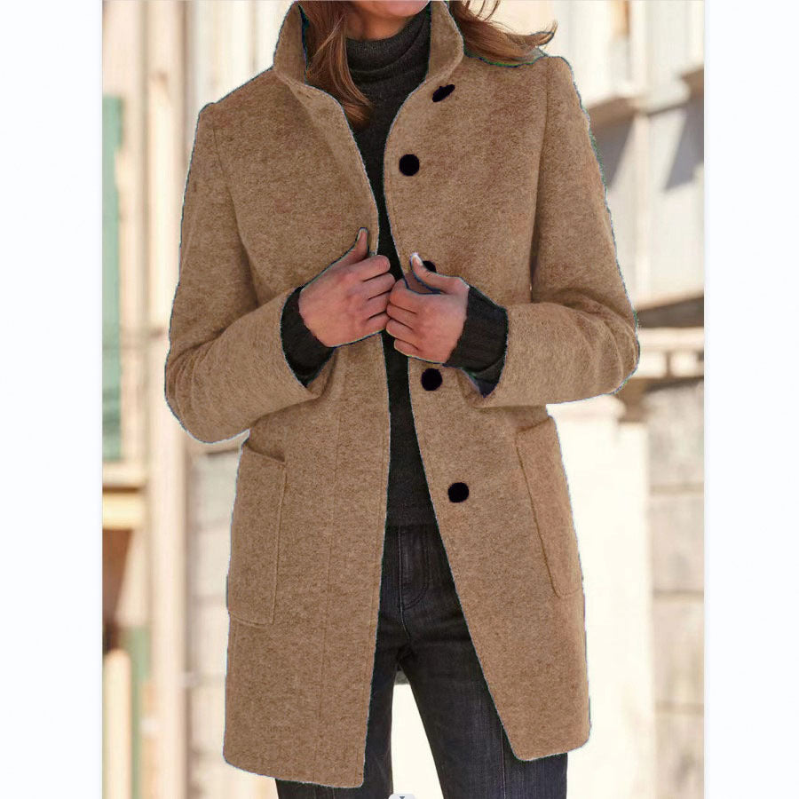 Orinda | Elegante lange damesjas met knoopsluiting - getailleerd, casual en chique bovenkleding