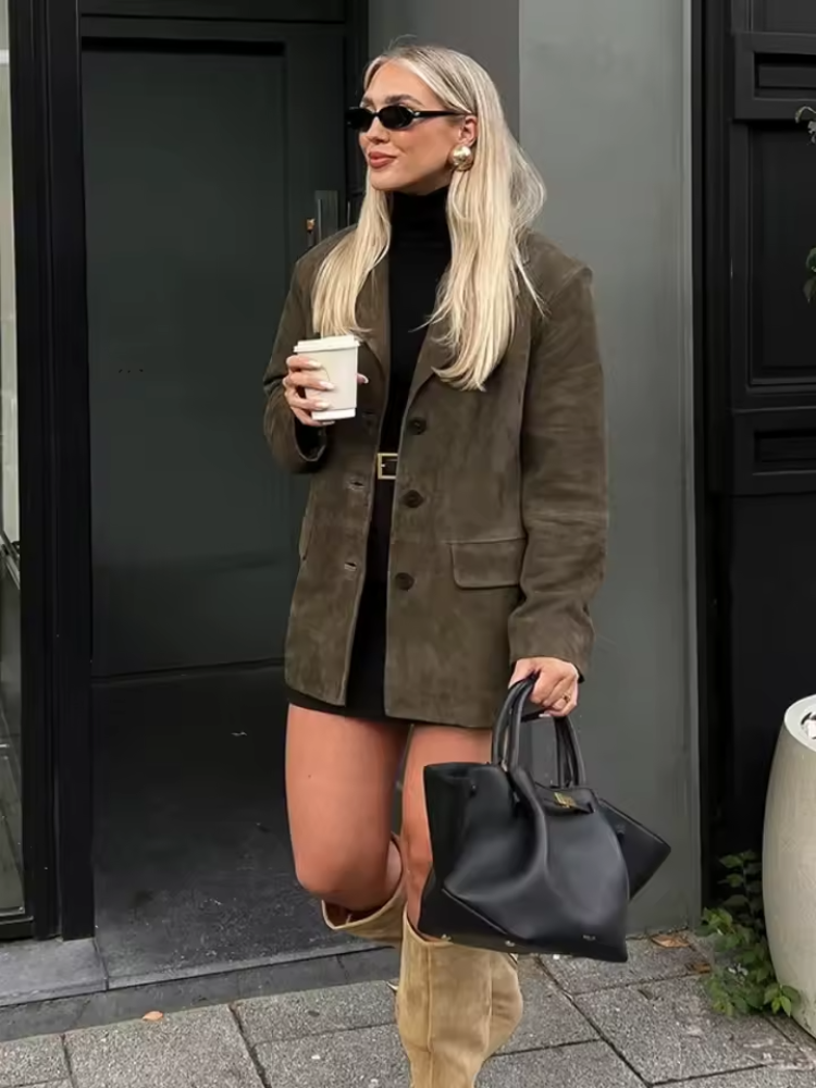 Wilhelmine | Oversized winterjas voor dames met knopen en zakken, warme casual jas, stijlvolle bovenkleding
