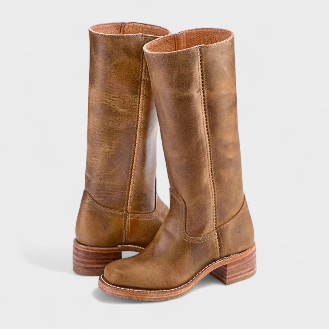Cowbella | Klassieke leren cowboylaarzen voor dames – dikke zool, westernstijl, duurzaam en stijlvol