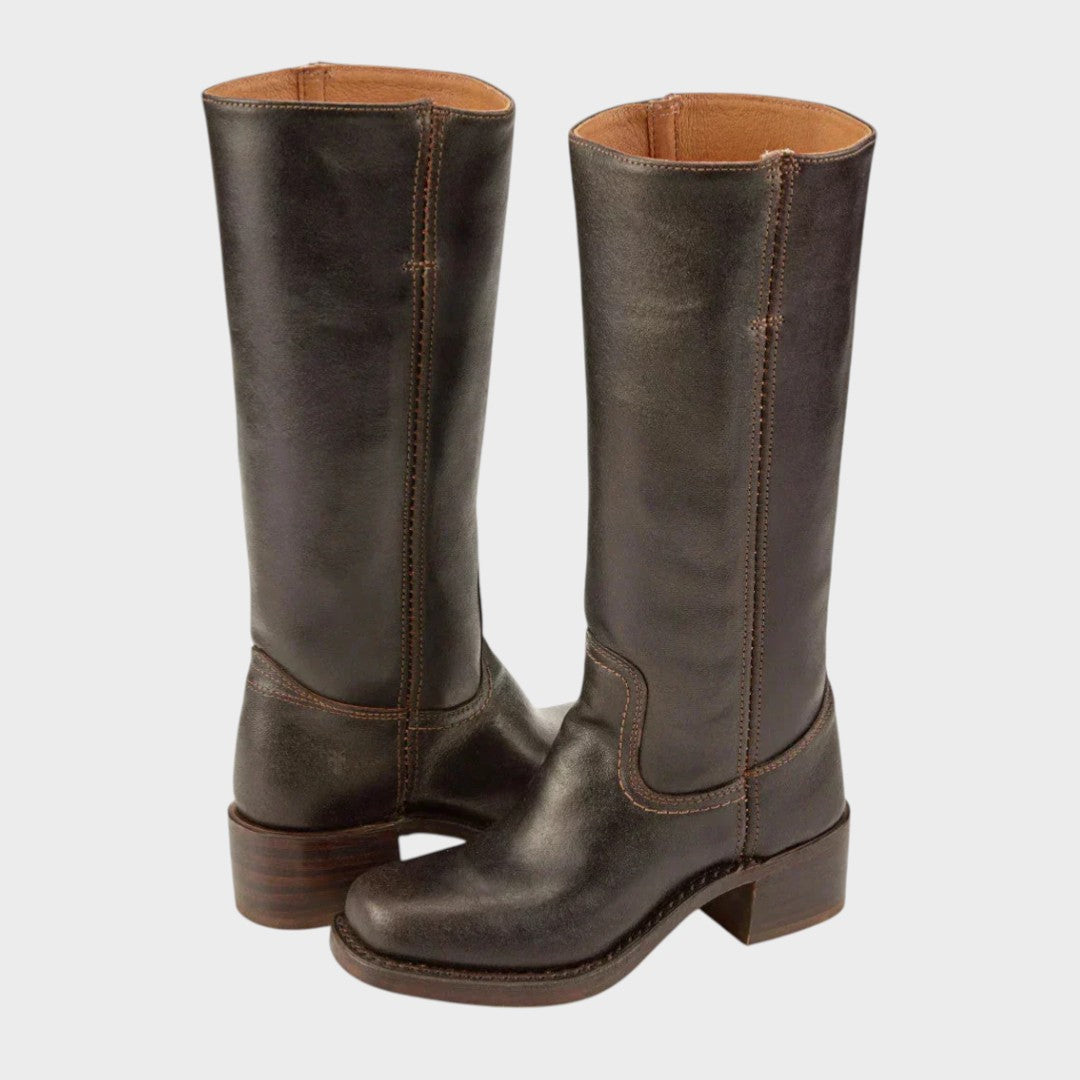 Cowbella | Klassieke leren cowboylaarzen voor dames – dikke zool, westernstijl, duurzaam en stijlvol