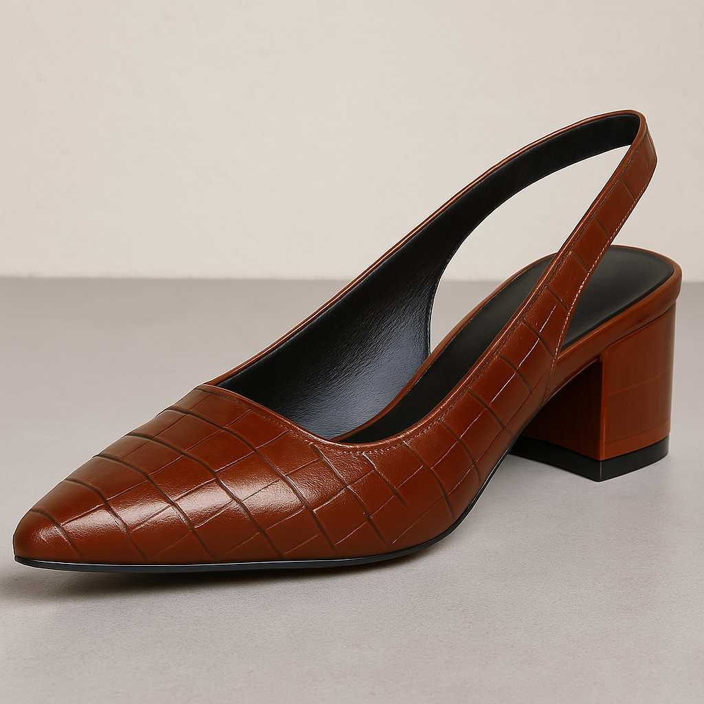 CrocElle | Dames slingback pumps - blokhak, spitse teen