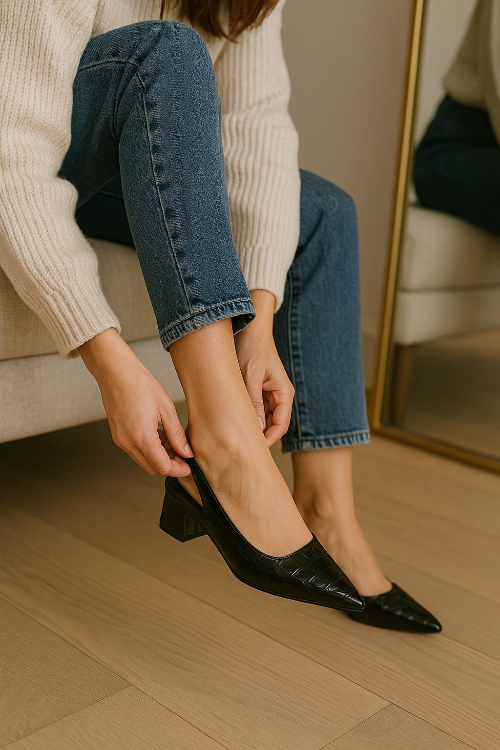 CrocElle | Dames slingback pumps - blokhak, spitse teen