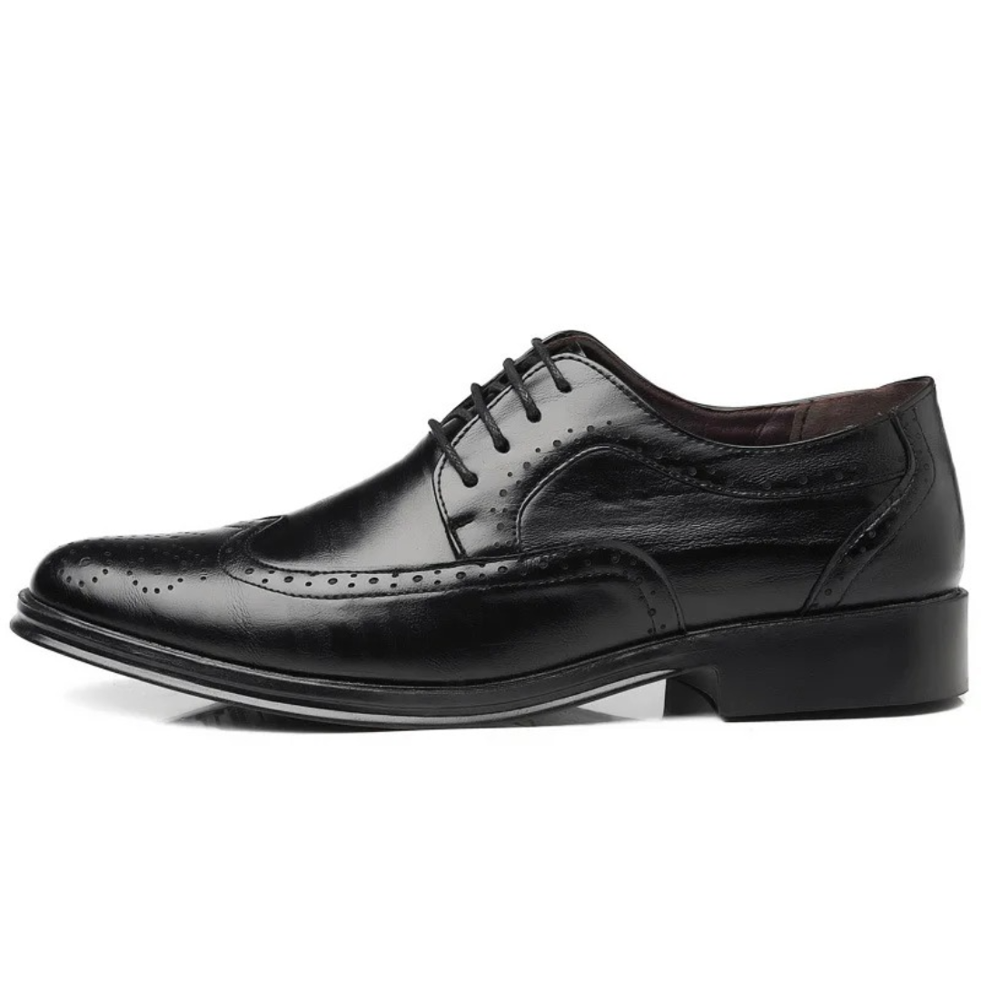PrestigeStep | Heren Klassiek Oxford Brogue Dress Schoenen - Wingtip Veterschoenen Formeel Schoeisel