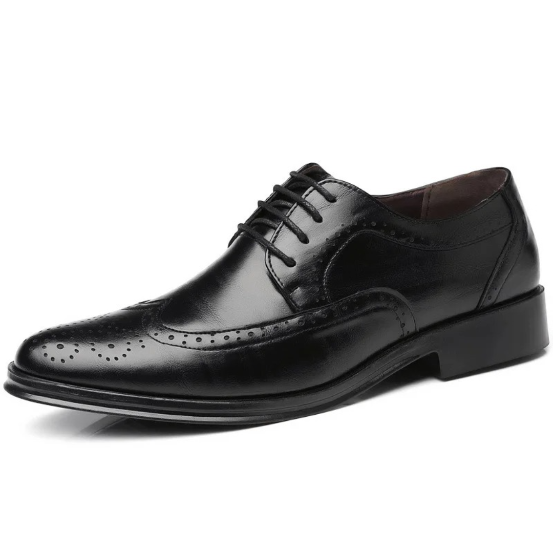 PrestigeStep | Heren Klassiek Oxford Brogue Dress Schoenen - Wingtip Veterschoenen Formeel Schoeisel