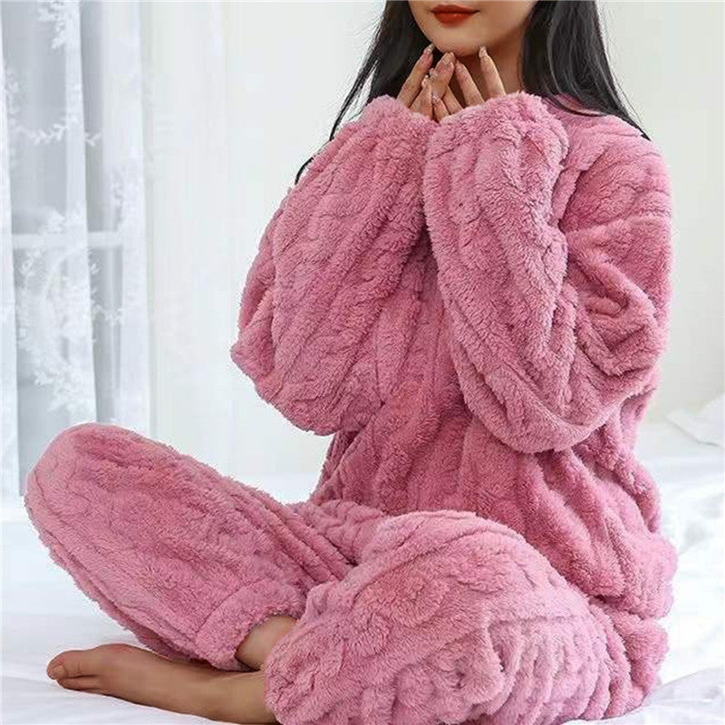 Pernille | Comfortabele fleece pyjamaset voor dames – Warme top met lange mouwen en broek, zachte nachtkleding