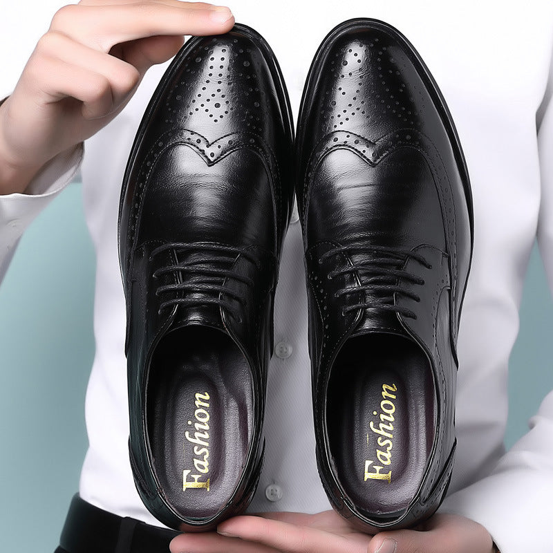 PrestigeStep | Heren Klassiek Oxford Brogue Dress Schoenen - Wingtip Veterschoenen Formeel Schoeisel
