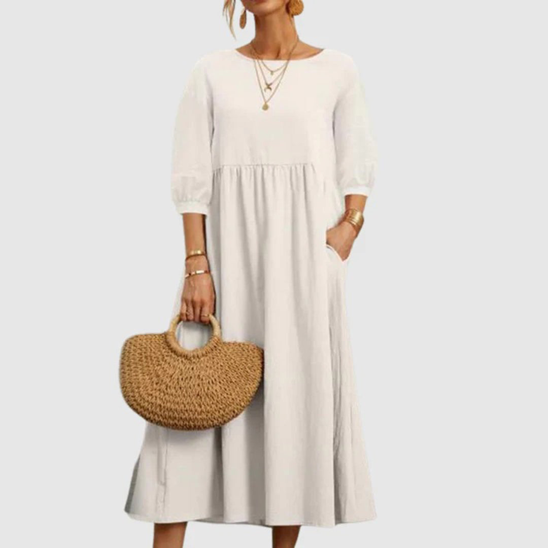 Odeletta | Casual Midi Jurk - Ademende & Comfortabele Jurk voor Dagelijks Verblijf