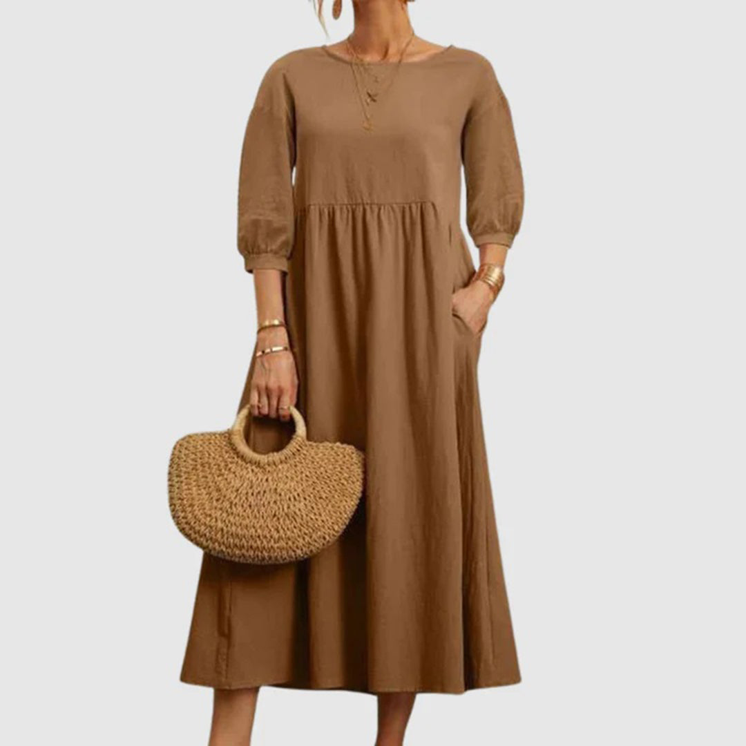 Odeletta | Casual Midi Jurk - Ademende & Comfortabele Jurk voor Dagelijks Verblijf