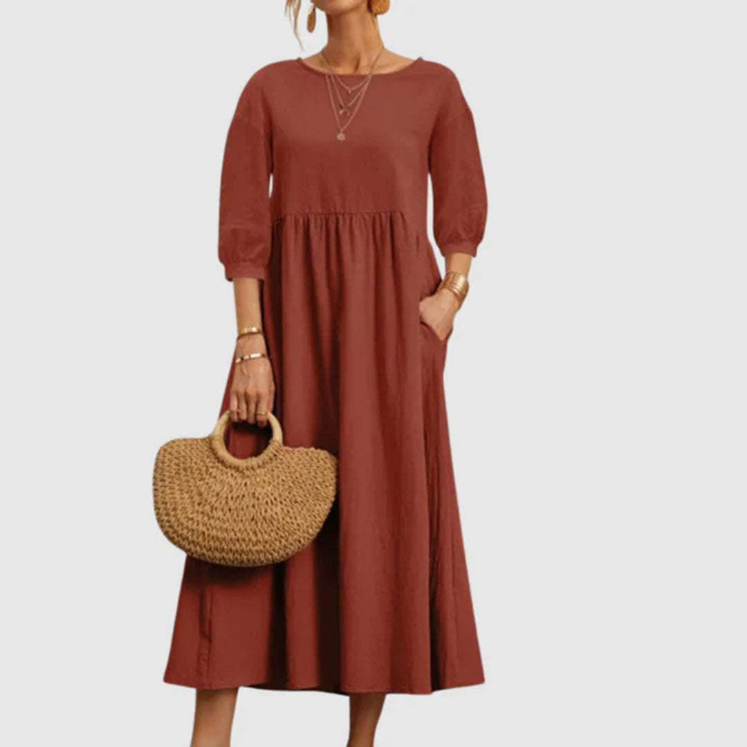Odeletta | Casual Midi Jurk - Ademende & Comfortabele Jurk voor Dagelijks Verblijf