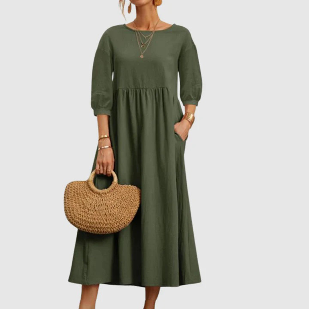 Odeletta | Casual Midi Jurk - Ademende & Comfortabele Jurk voor Dagelijks Verblijf
