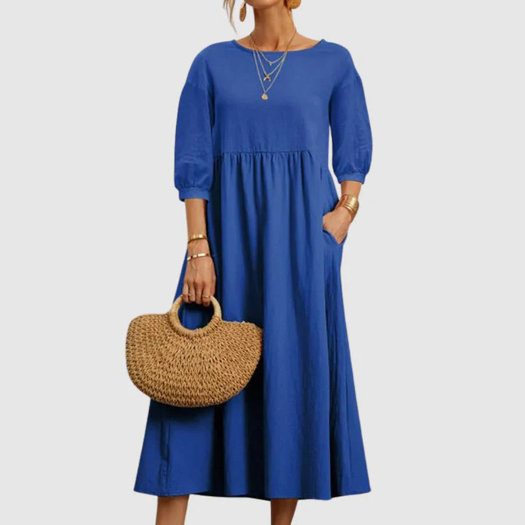 Odeletta | Casual Midi Jurk - Ademende & Comfortabele Jurk voor Dagelijks Verblijf